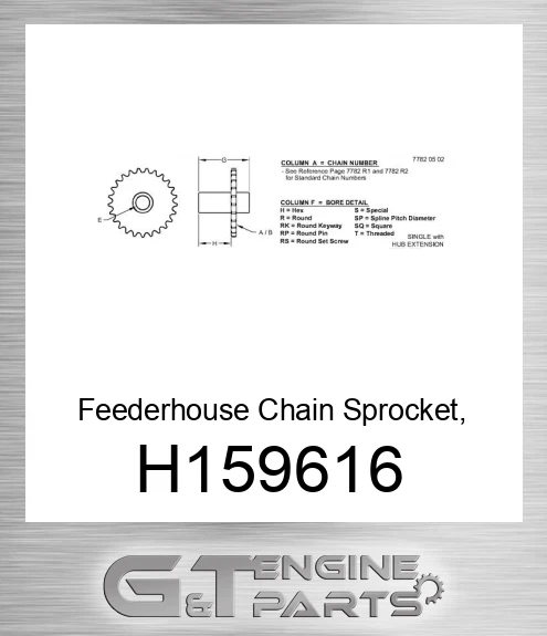 H159616 Feederhouse Chain Sprocket, Inside