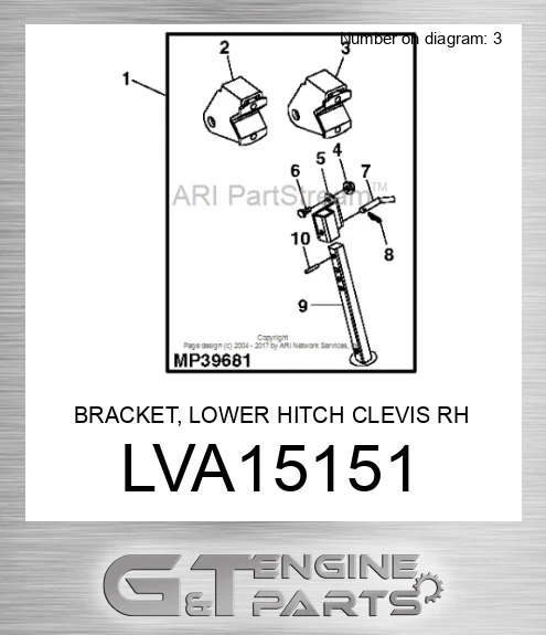 LVA15151 BRACKET, LOWER HITCH CLEVIS RH