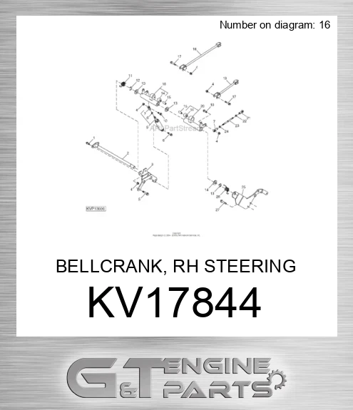 KV17844 BELLCRANK, RH STEERING W/BUSHINGS