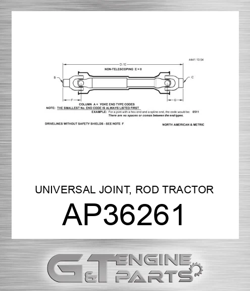 AP36261 UNIVERSAL JOINT, ROD TRACTOR TO DRI