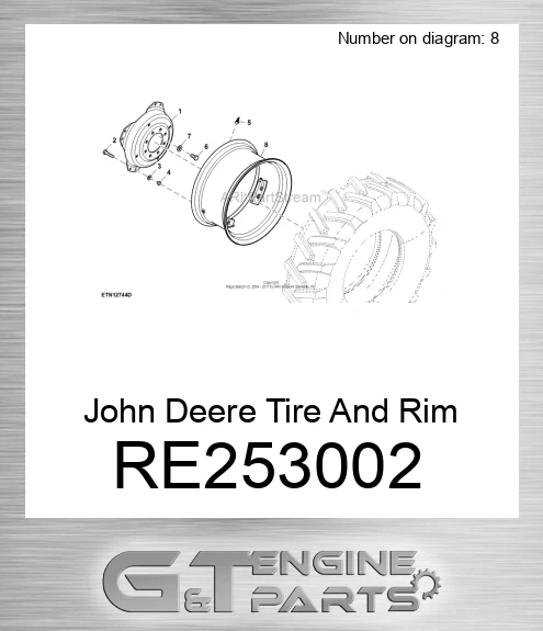RE253002 John Deere Tire And Rim Assembly RE253002