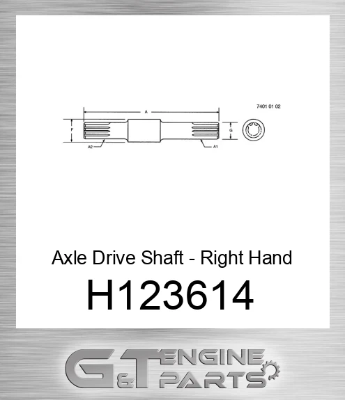 H123614 Axle Drive Shaft - Right Hand for Combine,