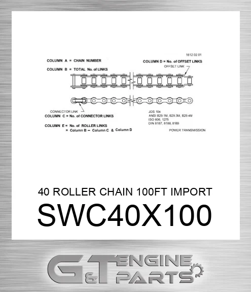 SWC40X100 40 ROLLER CHAIN 100FT IMPORT