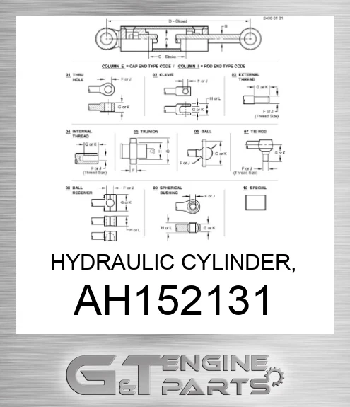 AH152131 HYDRAULIC CYLINDER, 95X70-942,1428
