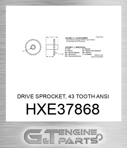 HXE37868 DRIVE SPROCKET, 43 TOOTH ANSI 60