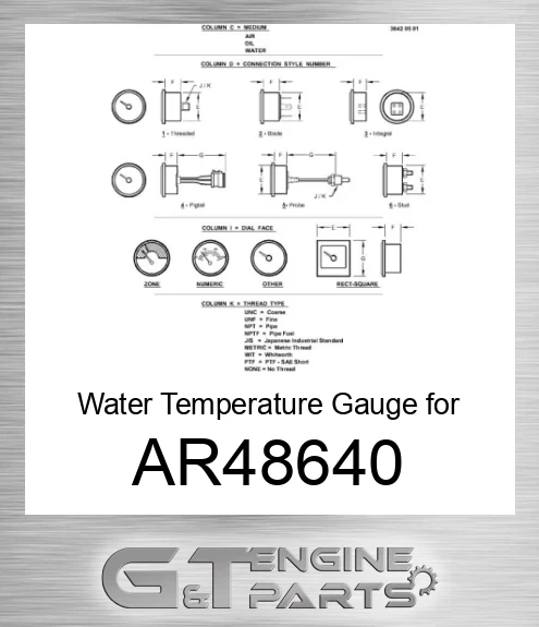 AR48640 Water Temperature Gauge for Tractor,