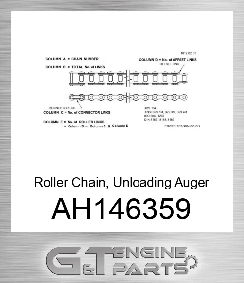 AH146359 Roller Chain, Unloading Auger Drive for Combine,