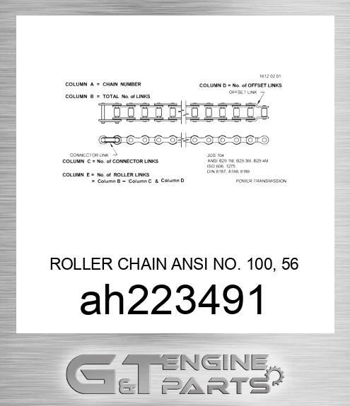 AH223491 ROLLER CHAIN ANSI NO. 100, 56 LINKS
