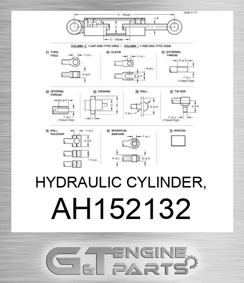 AH152132 HYDRAULIC CYLINDER, 95X70-942,1428