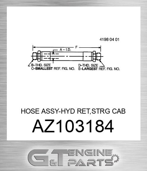 AZ103184 HOSE ASSY-HYD RET,STRG CAB -WC FLTR