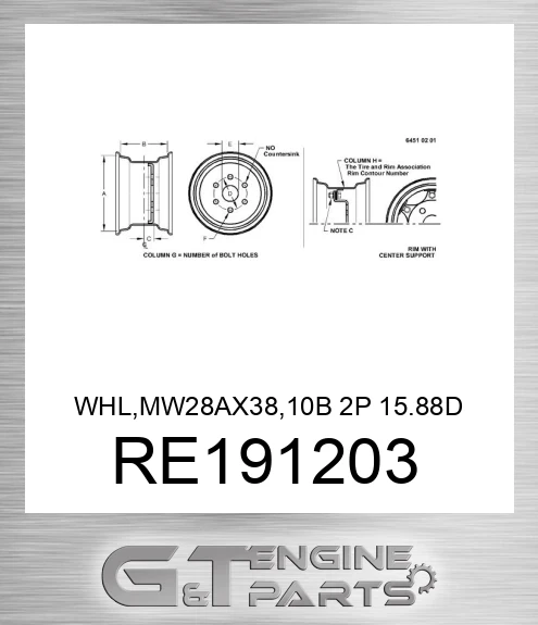 RE191203 WHL,MW28AX38,10B 2P 15.88D 7.14R