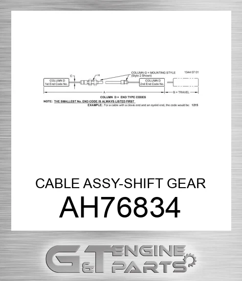 AH76834 CABLE ASSY-SHIFT GEAR