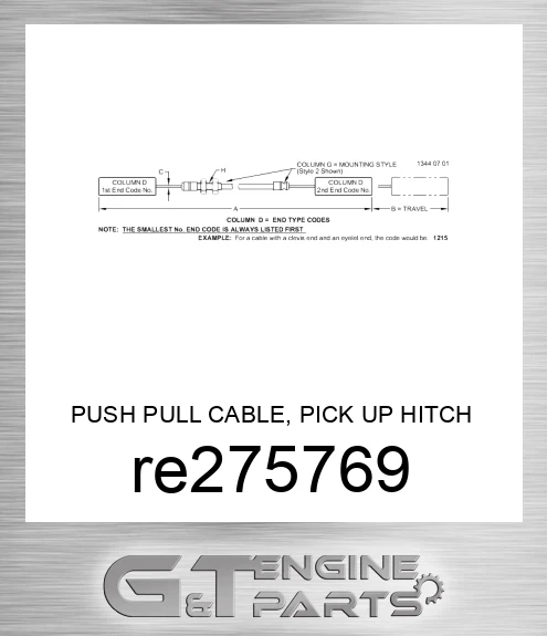 RE275769 PUSH PULL CABLE, PICK UP HITCH