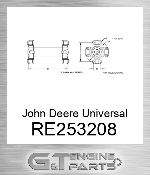 RE253208 Universal Driveshaft