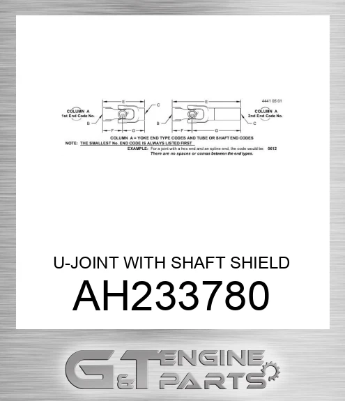 AH233780 U-JOINT WITH SHAFT SHIELD OUTER