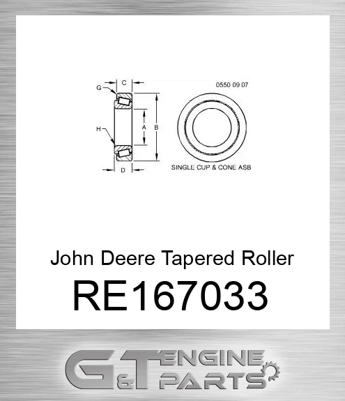 RE167033 John Deere Tapered Roller Bearing RE167033
