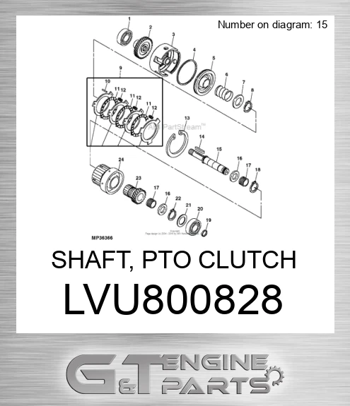 LVU800828 SHAFT, PTO CLUTCH