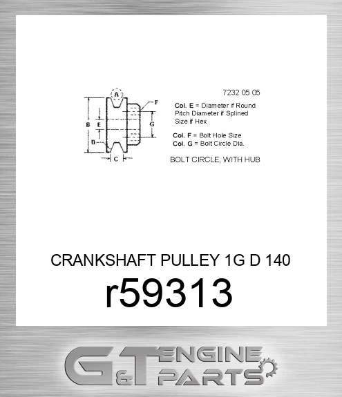 R59313 CRANKSHAFT PULLEY 1G D 140 FPTO