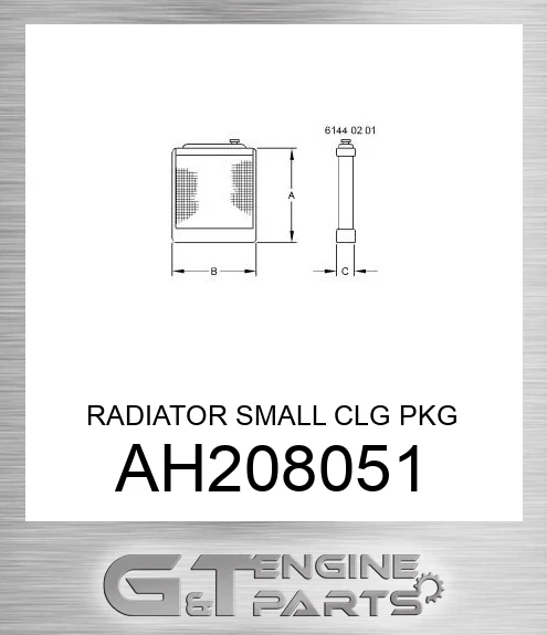 AH208051 RADIATOR SMALL CLG PKG