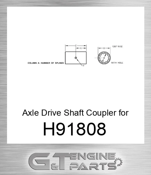 H91808 Axle Drive Shaft Coupler for Combine,
