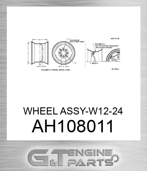 AH108011 WHEEL ASSY-W12-24