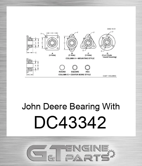 DC43342 John Deere Bearing With Housing DC43342