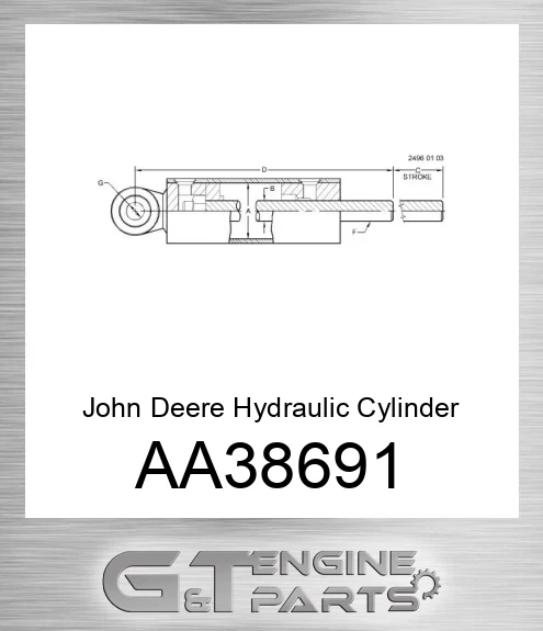 AA38691 John Deere Hydraulic Cylinder AA38691