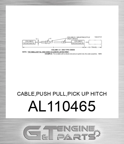 AL110465 CABLE,PUSH PULL,PICK UP HITCH