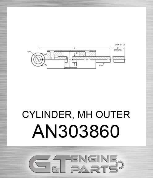 AN303860 CYLINDER, MH OUTER FOLD,70X40X665