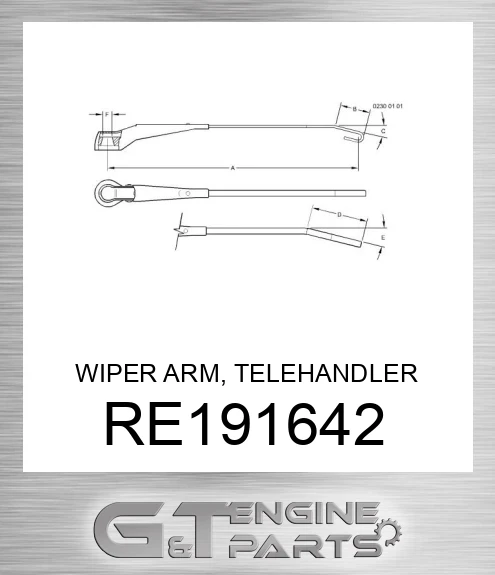 RE191642 WIPER ARM, TELEHANDLER