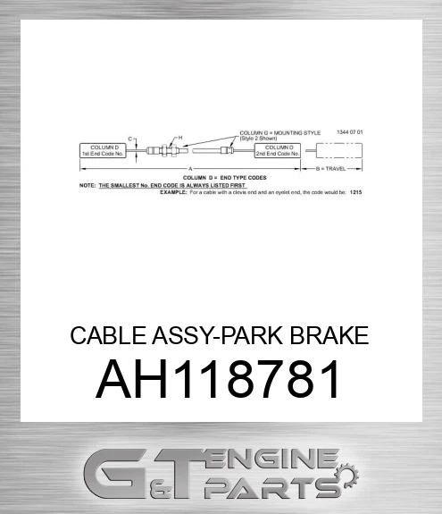 AH118781 CABLE ASSY-PARK BRAKE