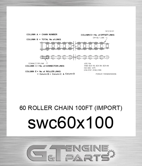 SWC60X100 60 ROLLER CHAIN 100FT IMPORT