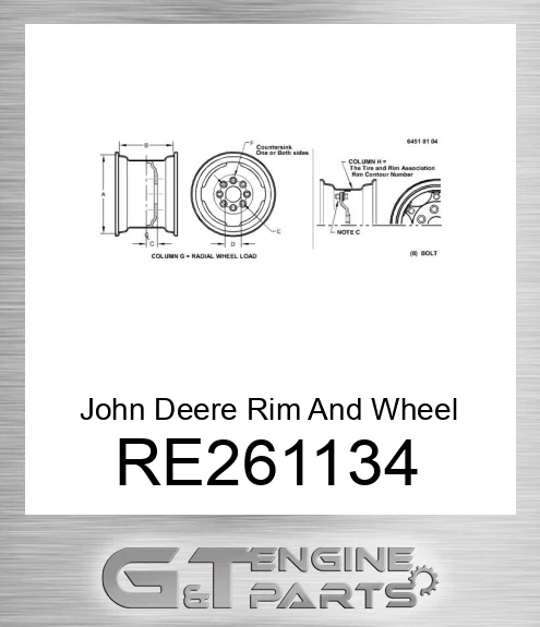 RE261134 Rim And Wheel Center