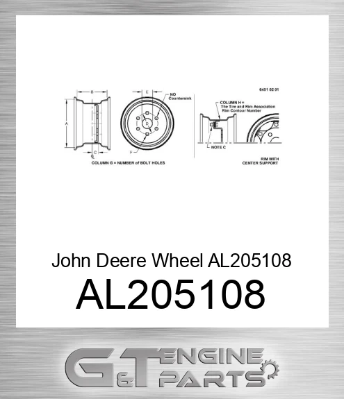 AL205108 John Deere Wheel AL205108