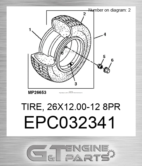 EPC032341 TIRE, 26X12.00-12 8PR