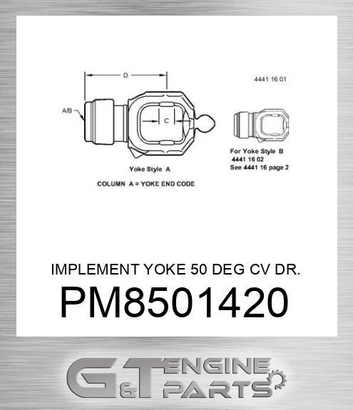 PM850-1420 IMPLEMENT YOKE 50 DEG CV DR.