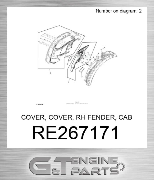 RE267171 COVER, COVER, RH FENDER, CAB