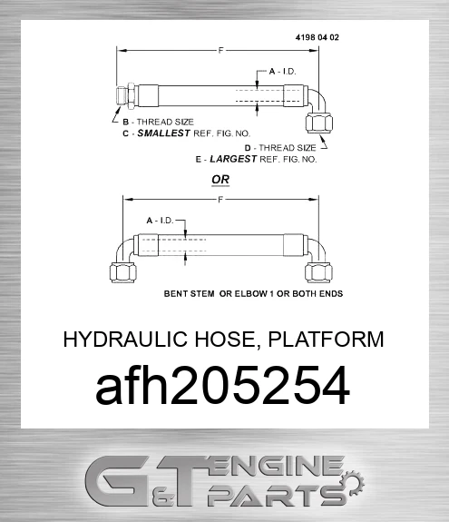 AFH205254 HYDRAULIC HOSE, PLATFORM MOTOR, FOR