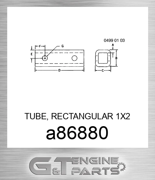 A86880 TUBE, RECTANGULAR 1X2