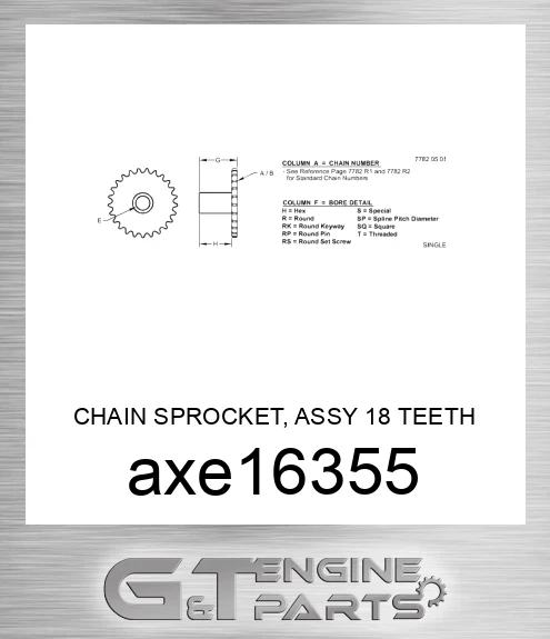 AXE16355 CHAIN SPROCKET, ASSY 18 TEETH ANS