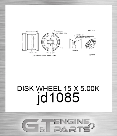 JD1085 DISK WHEEL 15 X 5.00K