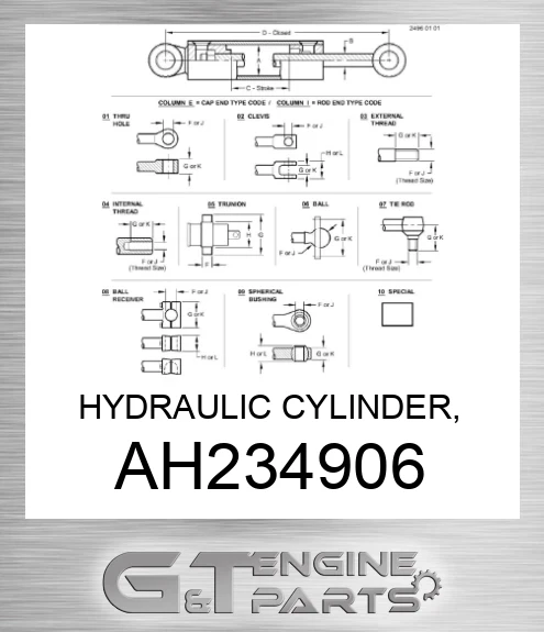 AH234906 HYDRAULIC CYLINDER, 110X80-1135,165