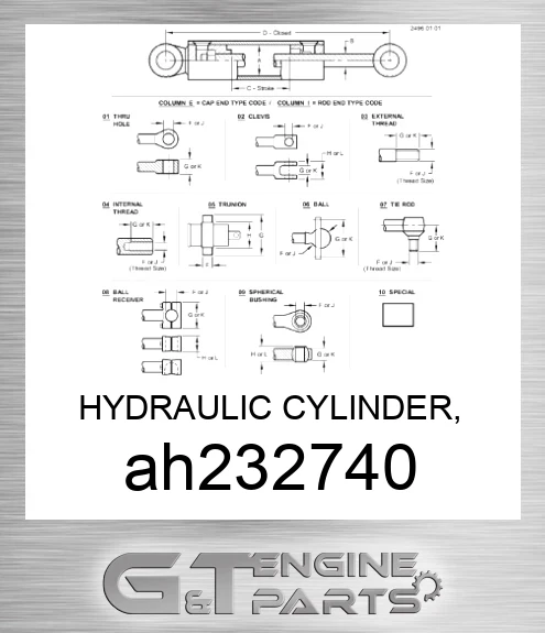 AH232740 HYDRAULIC CYLINDER, 70X45-764,1217