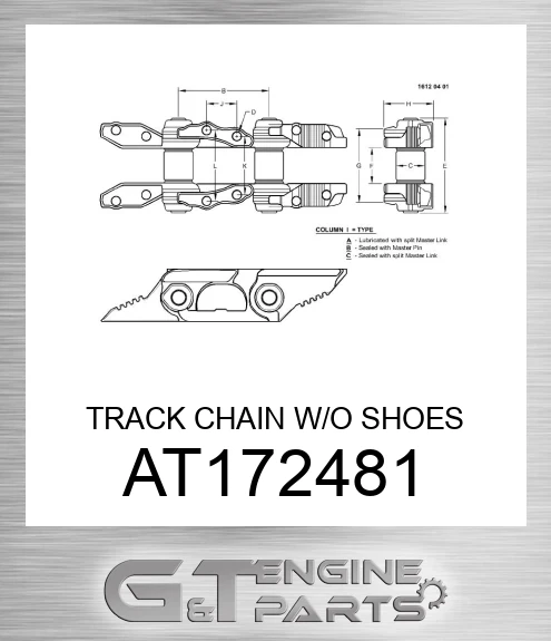 AT172481 TRACK CHAIN W/O SHOES