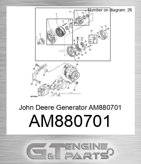AM880701 John Deere Generator AM880701