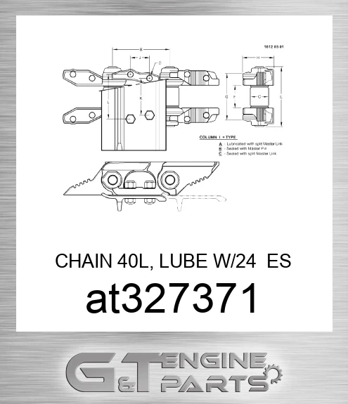 AT327371 CHAIN 40L, LUBE W/24 ES SHOES CL C