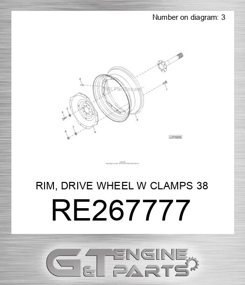 RE267777 RIM, DRIVE WHEEL W CLAMPS 38 X DW14