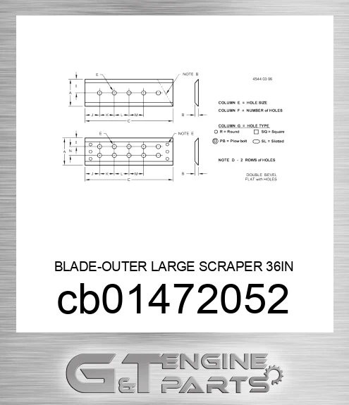 CB01472052 BLADE-OUTER LARGE SCRAPER 36IN
