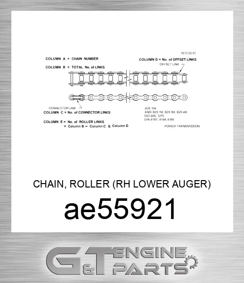 AE55921 CHAIN, ROLLER RH LOWER AUGER