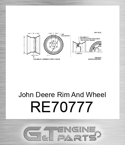 RE70777 Rim And Wheel Center